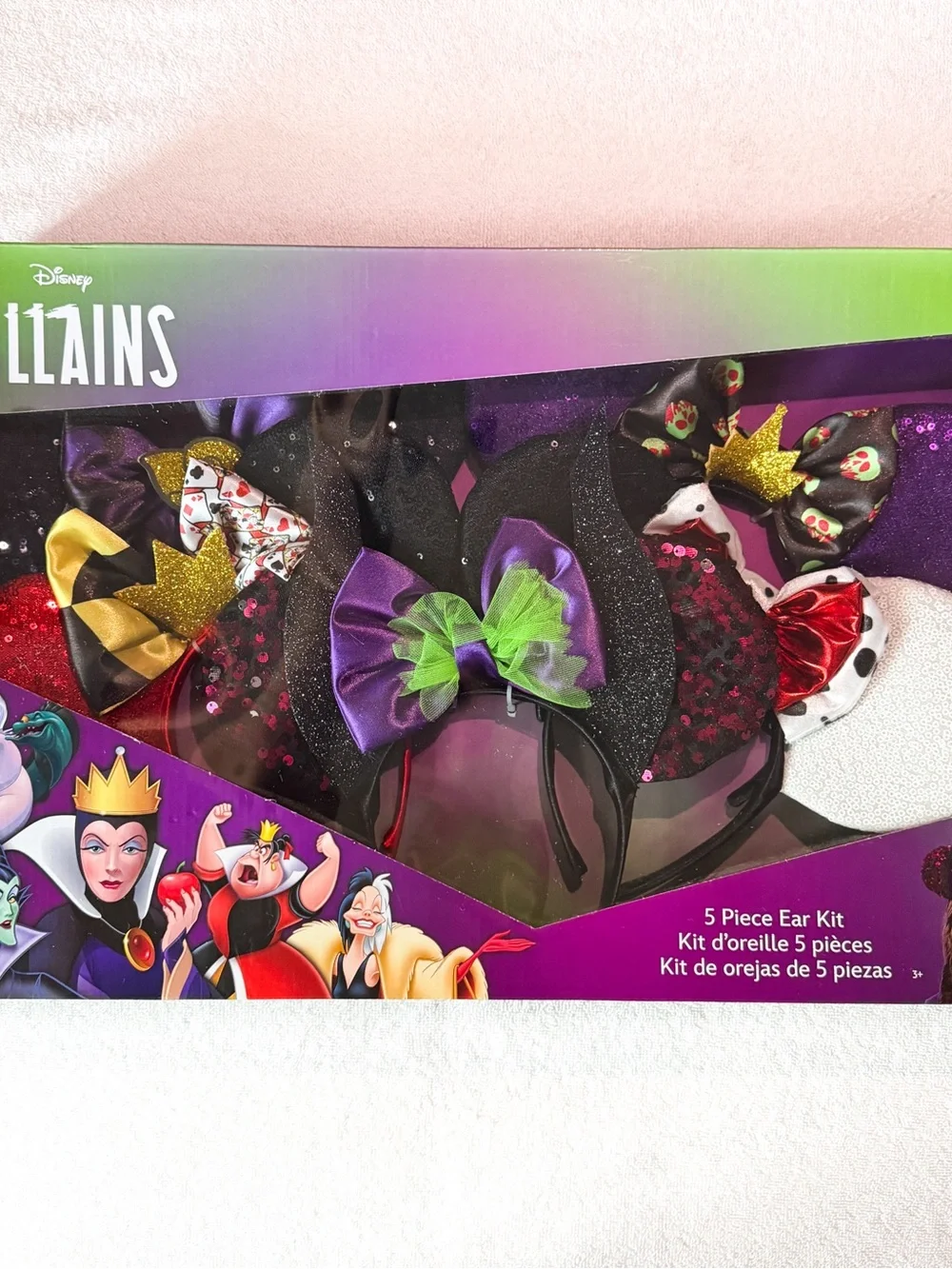 Exclusive Disney 100 Villains 5-Piece Mickey Ear Set – New in Box
